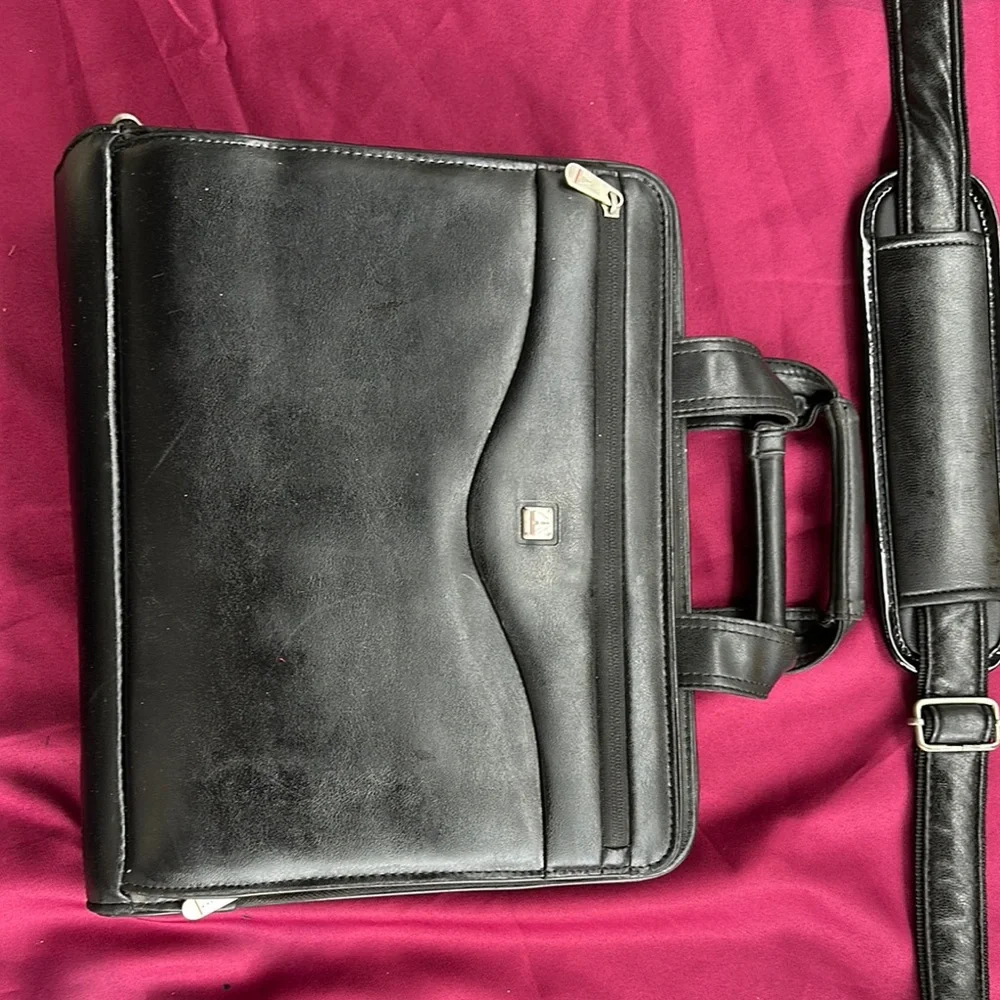 Black Leather Men's Briefcase - Picture 1 of 6